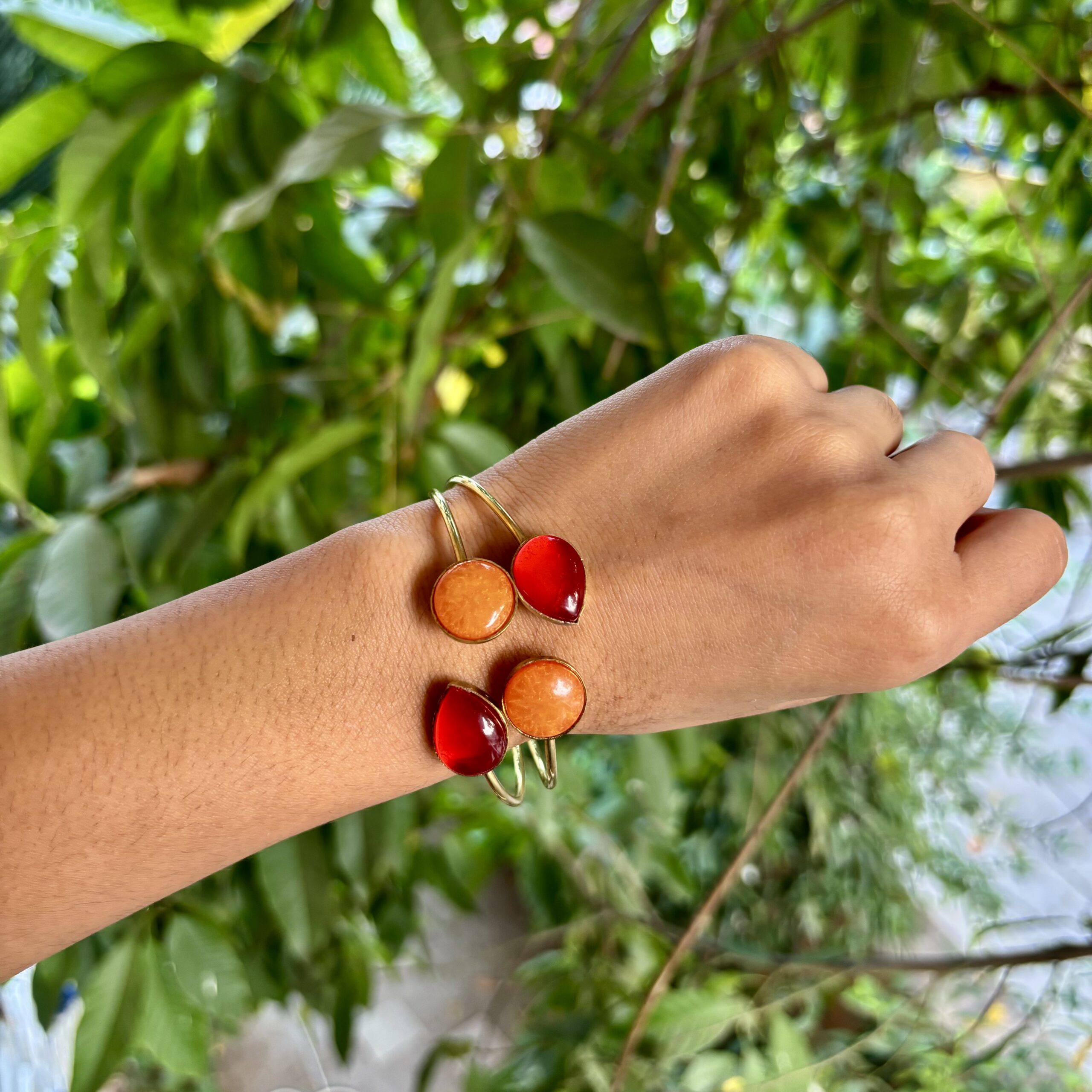 Double Layered Stone Brass Kada