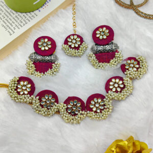 Fabric pearl Necklace Set