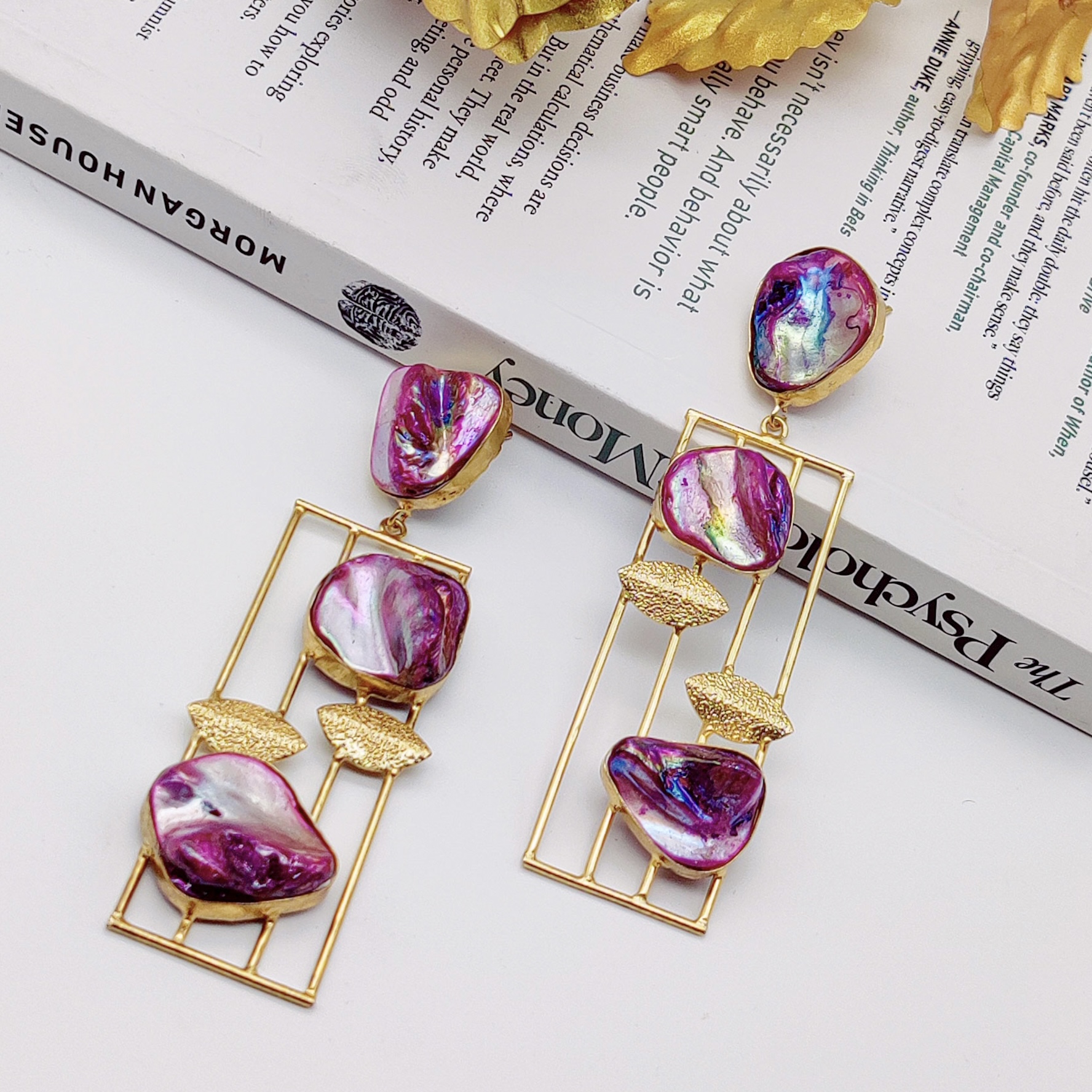 Purple Uncut Jade Stone Straight Drops
