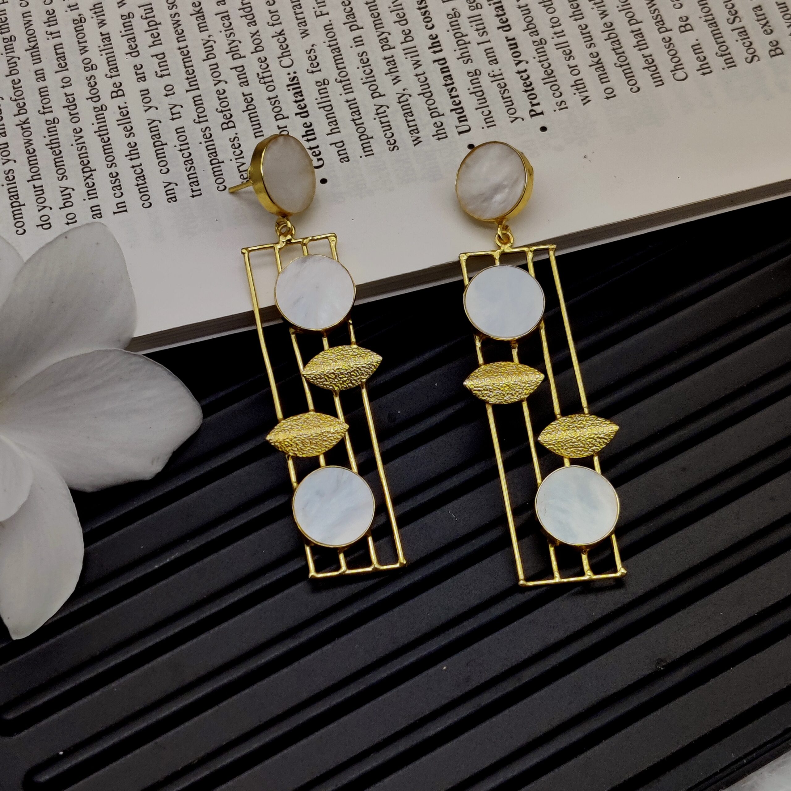 White Agate Stone Dangles