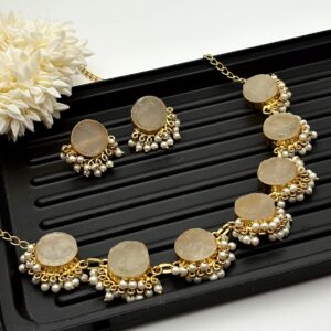 Raw Stone Pearl Necklace Set