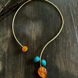 Luxe Gemstone Brass Collar Neckpiece
