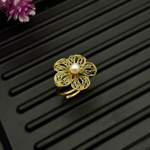 Gold Plated Pearl Studded Brass Ring