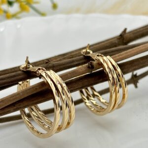 Cary Triple Layered Golden Hoops