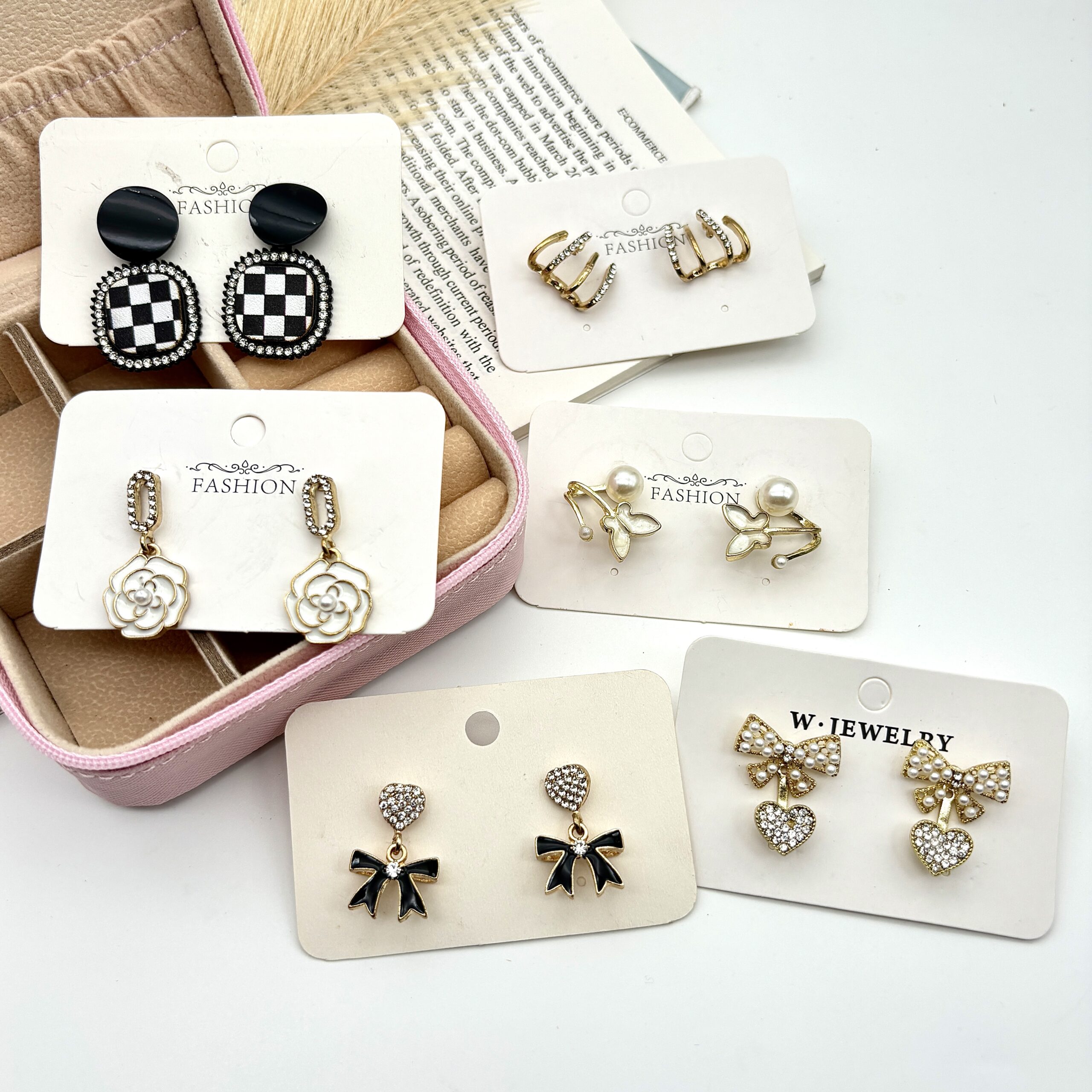Korean Mini Earrings With Jewel Organizer Combo-2