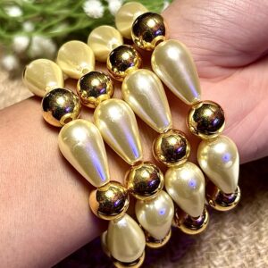 Cossette Off White & Golden Pearl Bracelet - Stack of 4