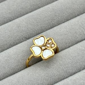 Trinity Diamond Petal Gold Plated Adjustable Ring - Anti Tarnish