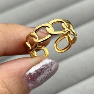 Eterna Links Gold Plated Adjustable Ring - Anti Tarnish
