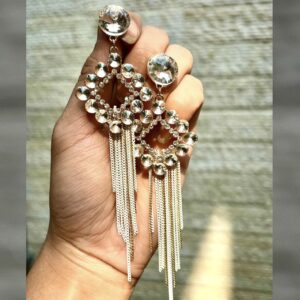 Sparkling Crystal Chain Dangles - Pearl White