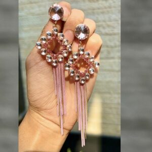 Sparkling Crystal Chain Dangles - Dreamy Pink