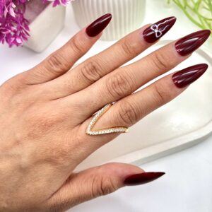Trending V Shape Stone Studded Ring- Adjustable