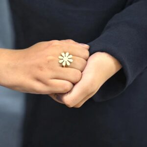 Daisy Charm Brass Ring - Adjustable