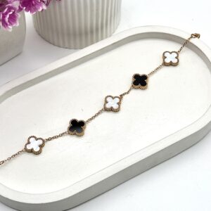 Reversible Black & White Clover Bracelet