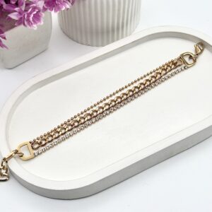 Broad RhineStone Triple Layer Chain Bracelet