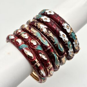 Enamel Bangles Maroon (Pair)