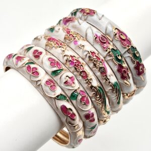 Enamel Bangles White (Pair)