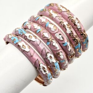 Enamel Bangles Pink (Pair)