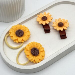 Sunflower Hair Clip & Hair Tie Combo